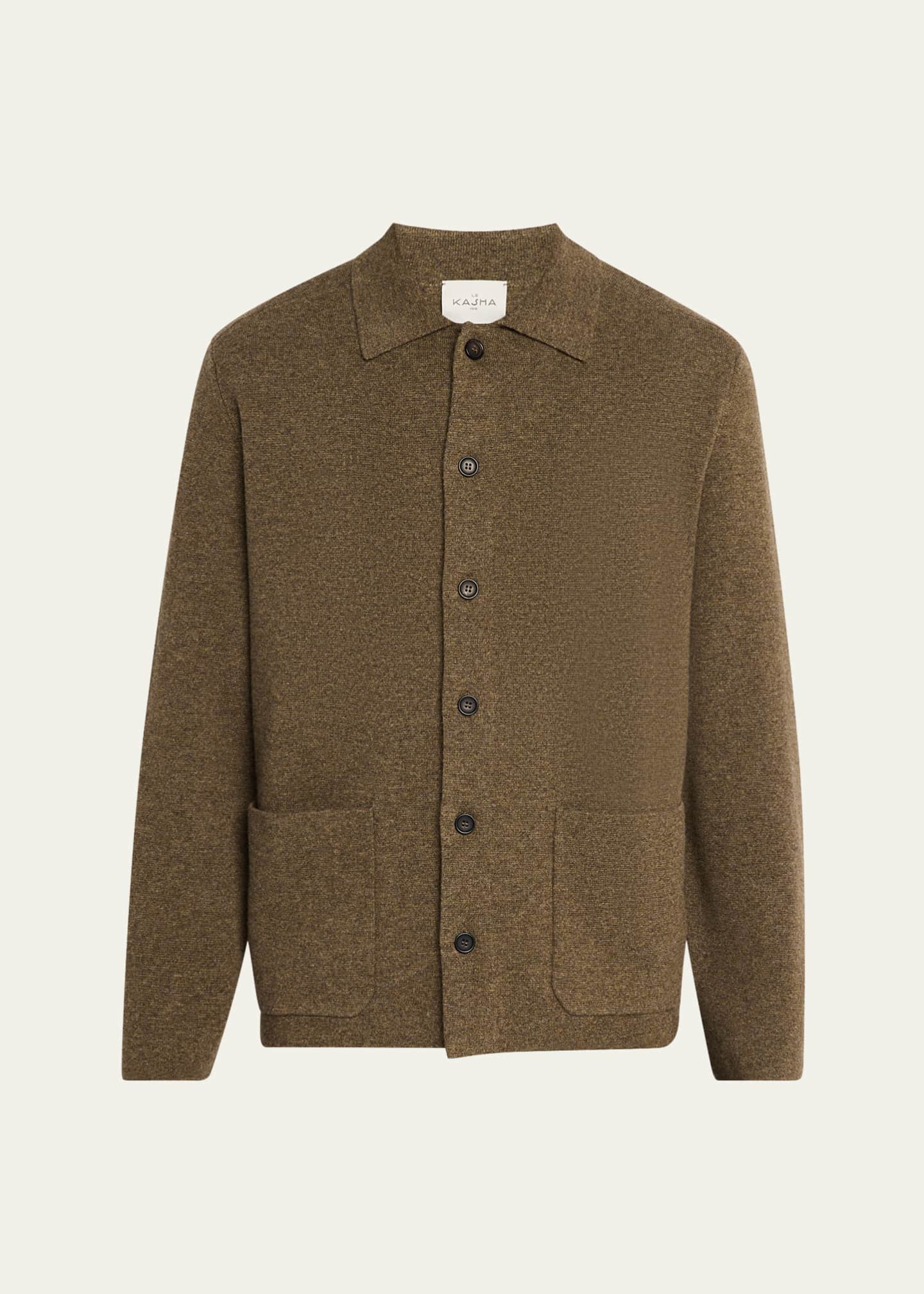 Le Kasha Men's Mogod Cashmere Knit Shirt Jacket Image 1 of 5