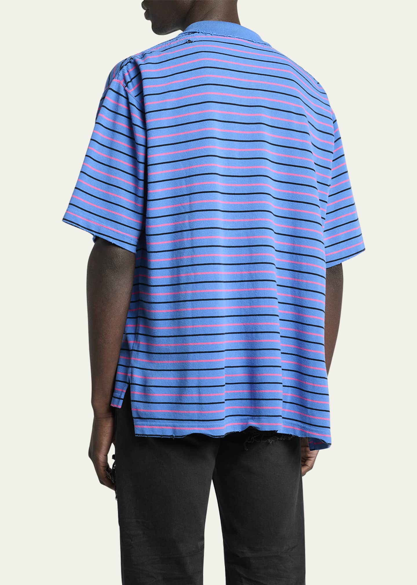 Balenciaga Men's Striped Pique Polo Shirt Image 3 of 5