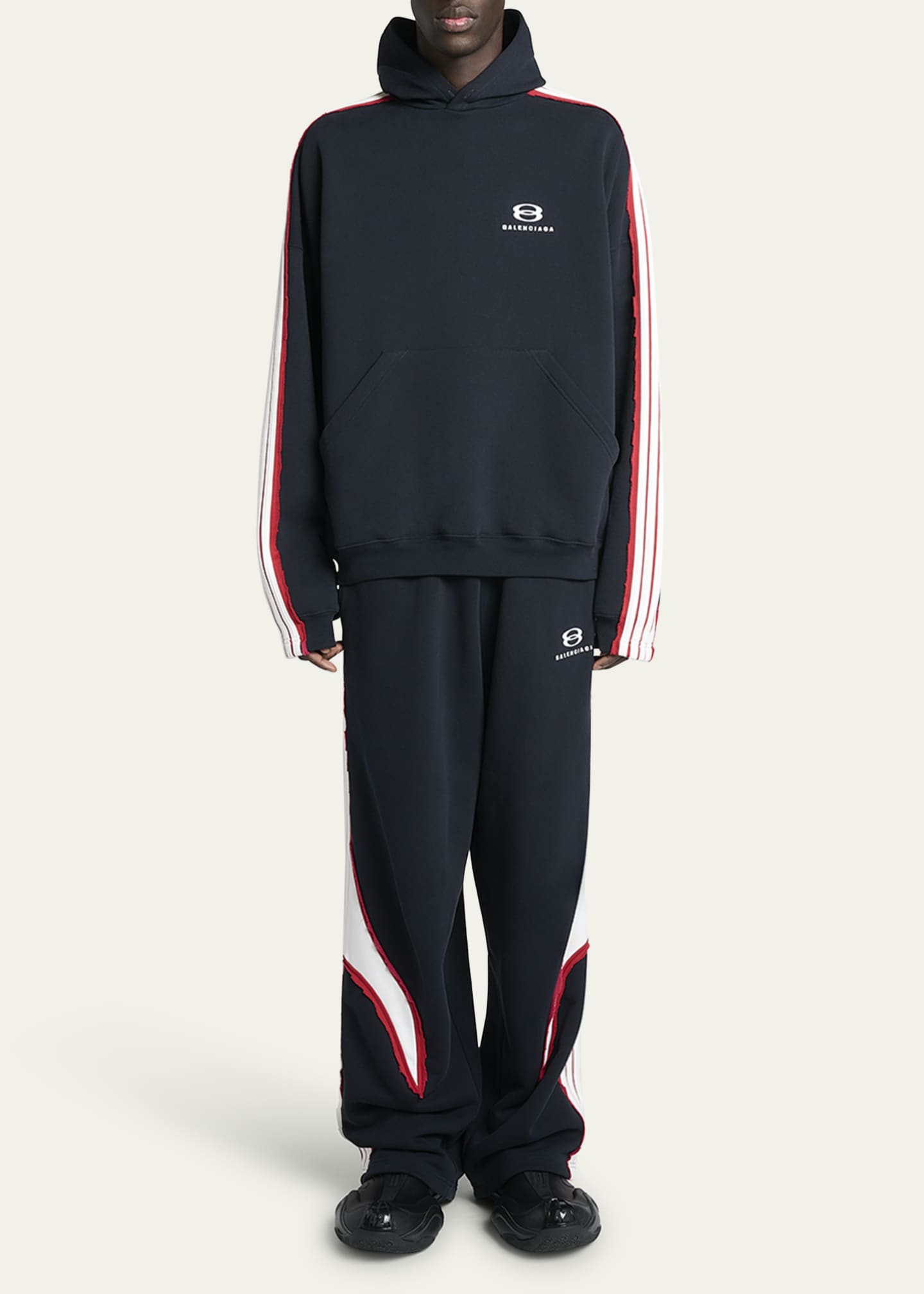Balenciaga Men's Cut-Up Oversized Unity Sports Hoodie Image 2 of 5