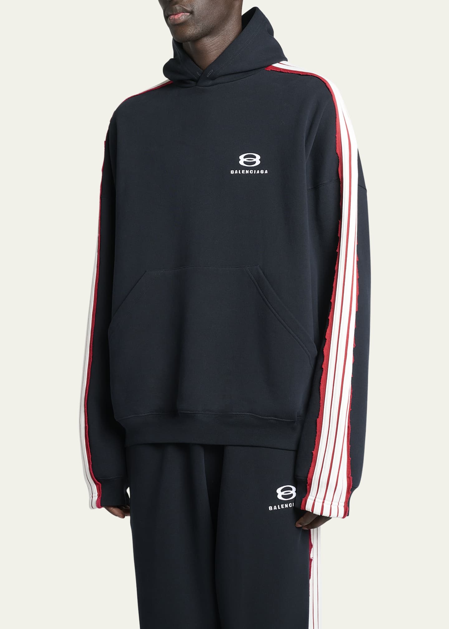 Balenciaga Men's Cut-Up Oversized Unity Sports Hoodie Image 4 of 5