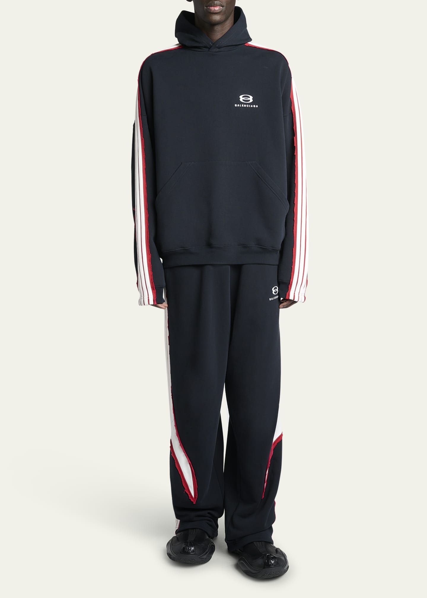 Balenciaga Men's Cut-Up Oversized Unity Sports Icon Pants Image 2 of 5