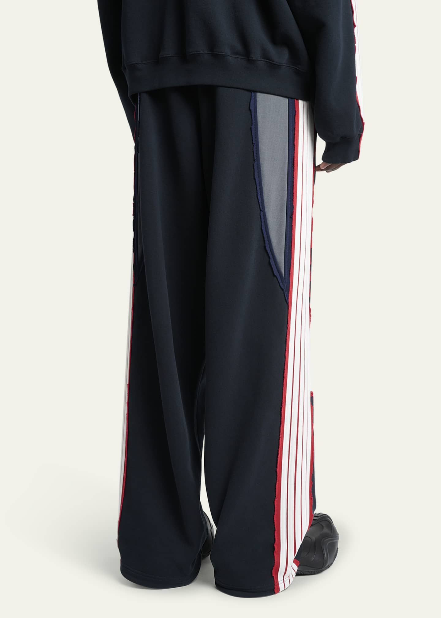 Balenciaga Men's Cut-Up Oversized Unity Sports Icon Pants Image 3 of 5