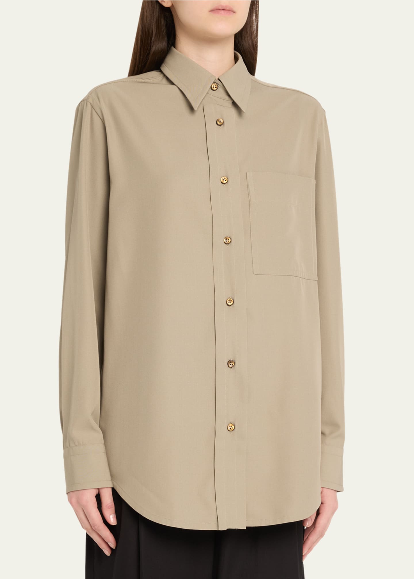 Brioni Button Down Gabardine Silk Shirt Image 4 of 5
