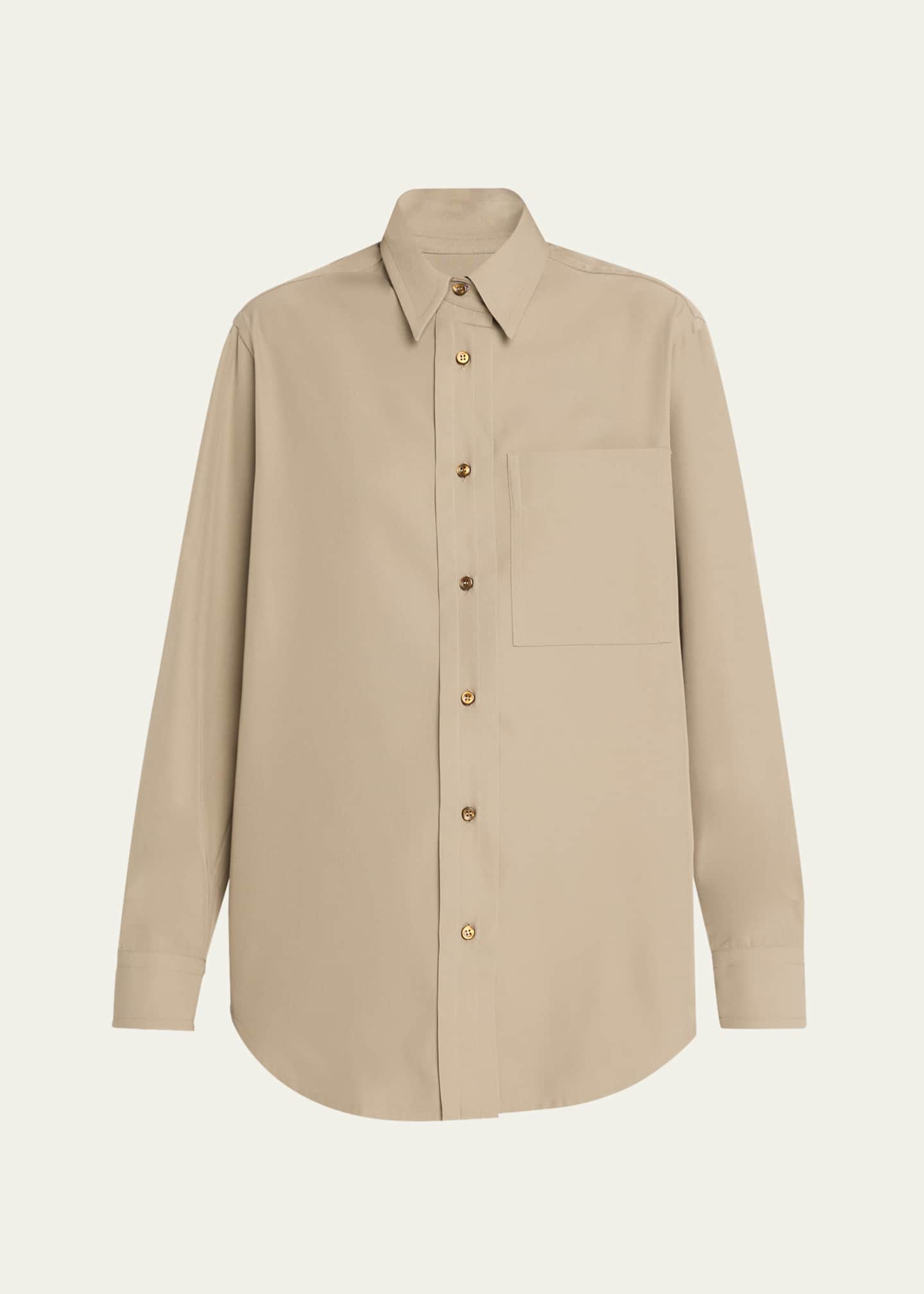Brioni Button Down Gabardine Silk Shirt Image 1 of 5