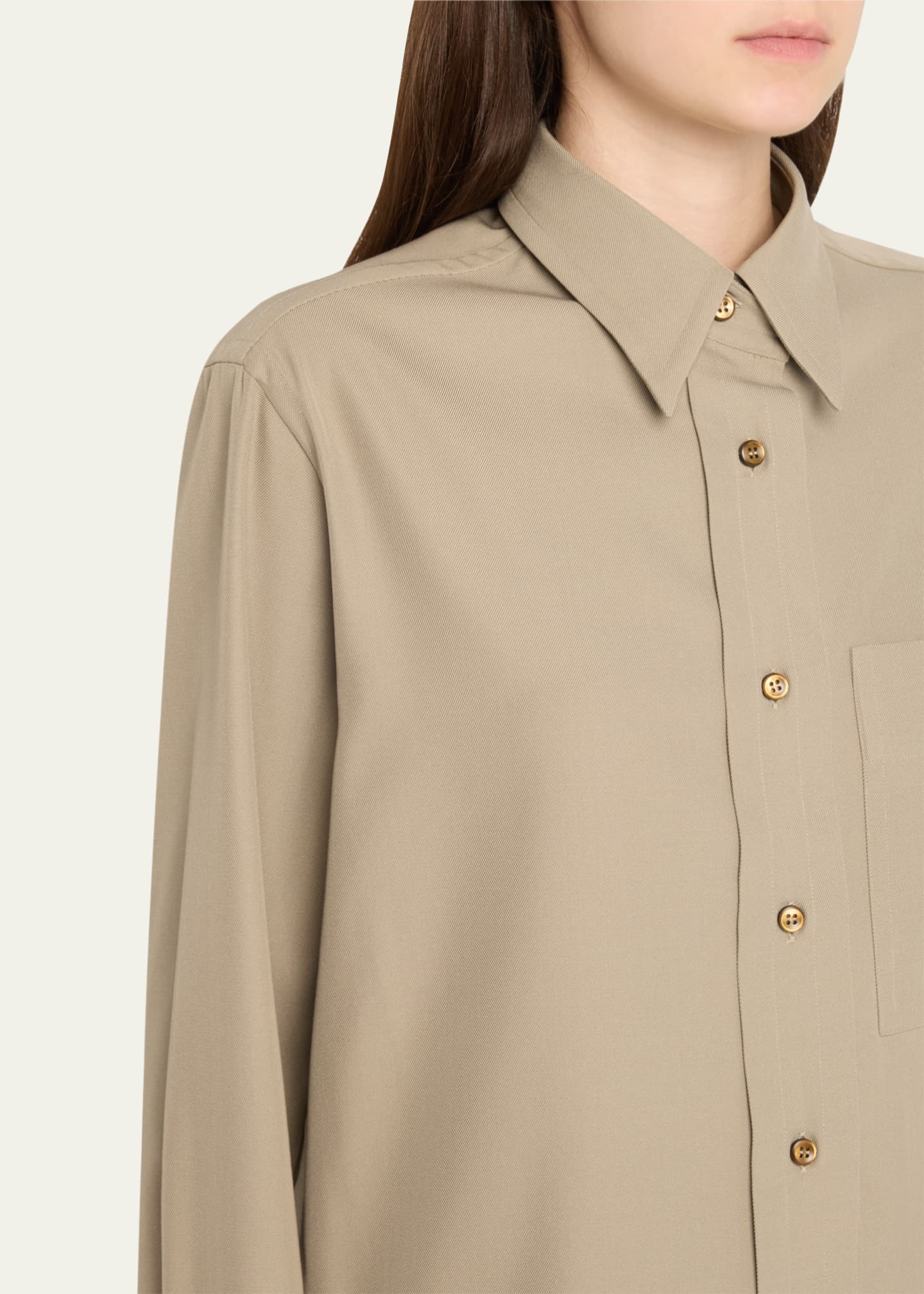 Brioni Button Down Gabardine Silk Shirt Image 5 of 5