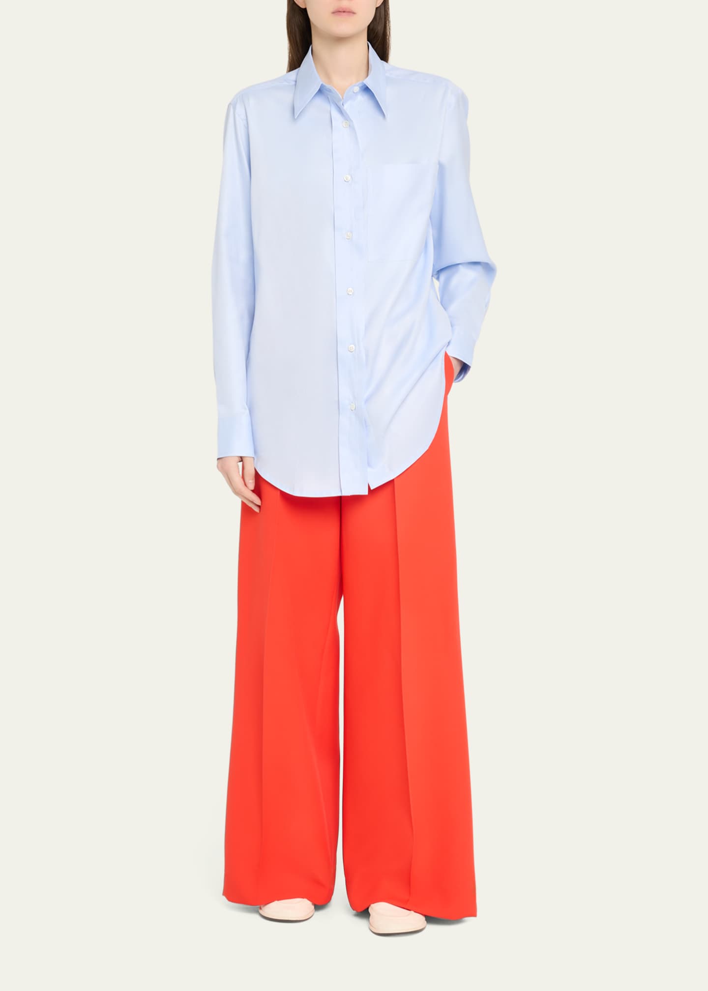 Brioni Camilla Wide Leg Silk Wool Trousers Image 2 of 5