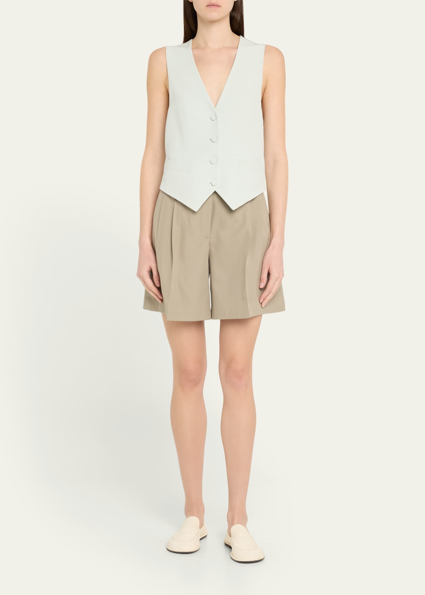 Brioni Pintuck Gabardine Silk Shorts Image 2 of 5