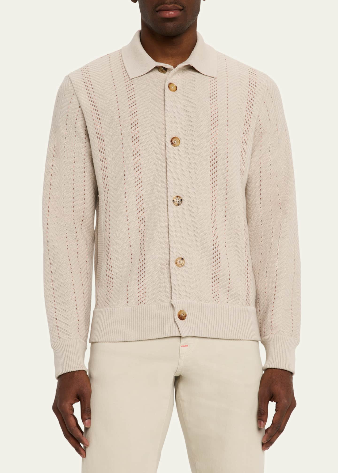 Baldassari Men's Silk and Cashmere Stitch Blouson Image 4 of 5