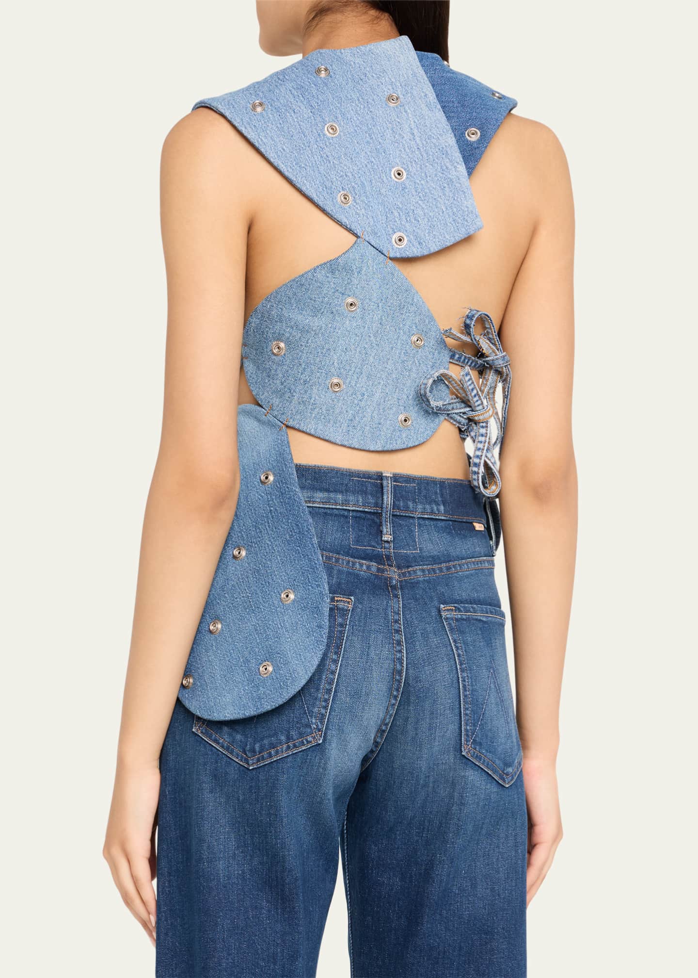 A.W.A.K.E. MODE Studded Upcycled Denim Top Image 3 of 5