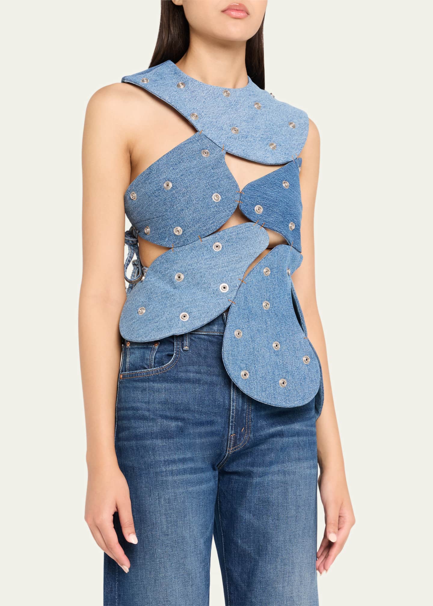 A.W.A.K.E. MODE Studded Upcycled Denim Top Image 4 of 5
