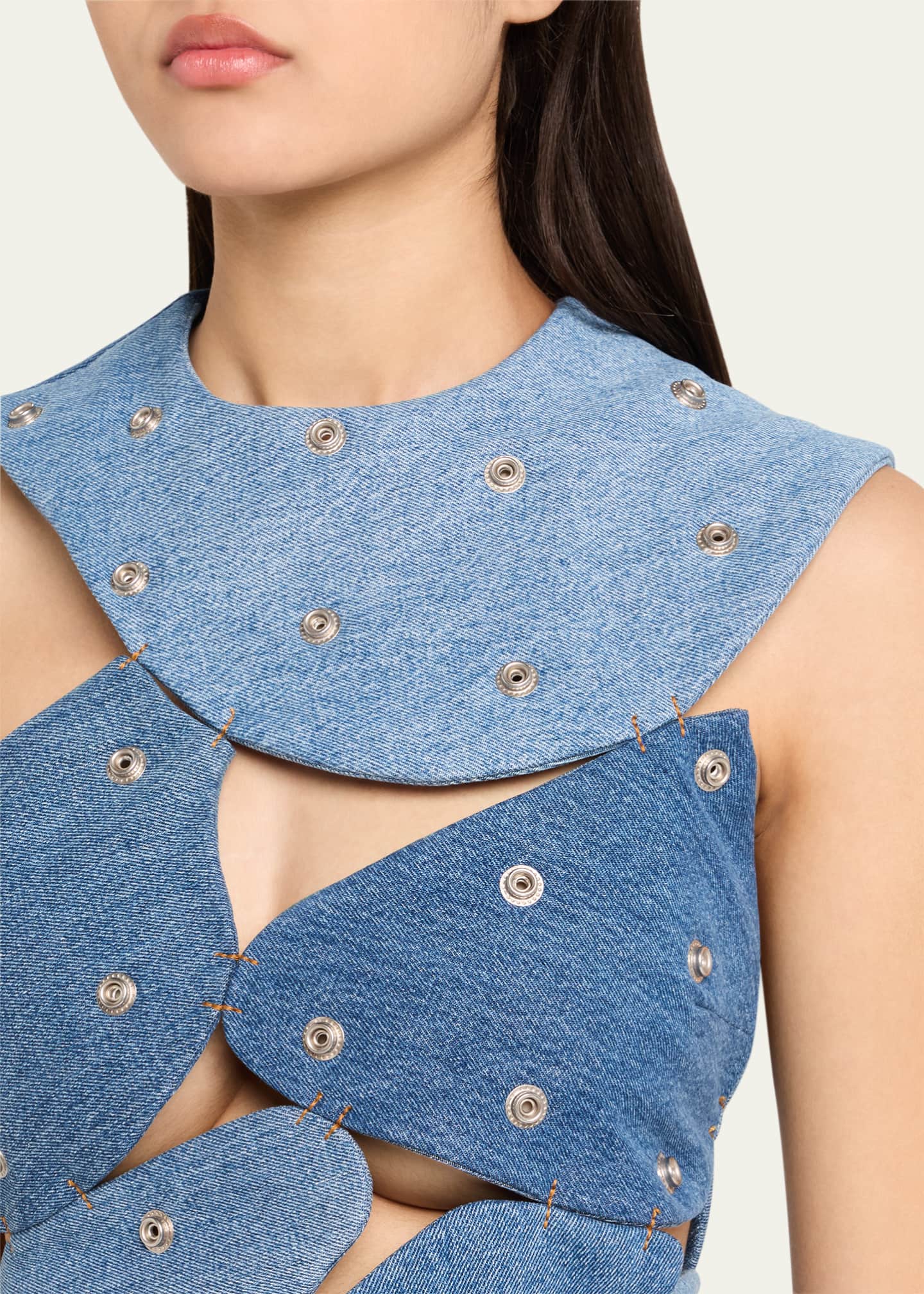 A.W.A.K.E. MODE Studded Upcycled Denim Top Image 5 of 5