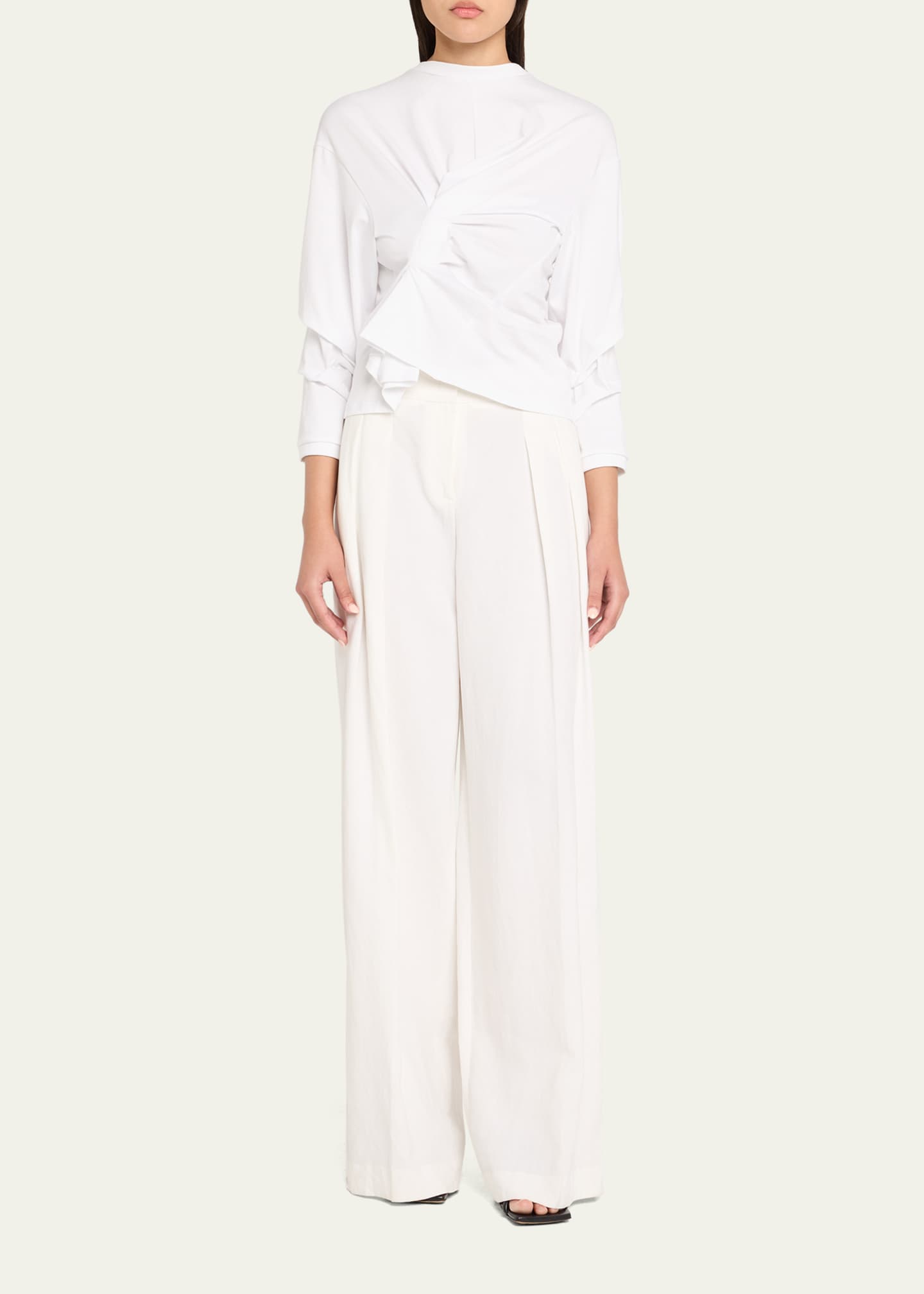 Long-Sleeve Knotted Jersey Top