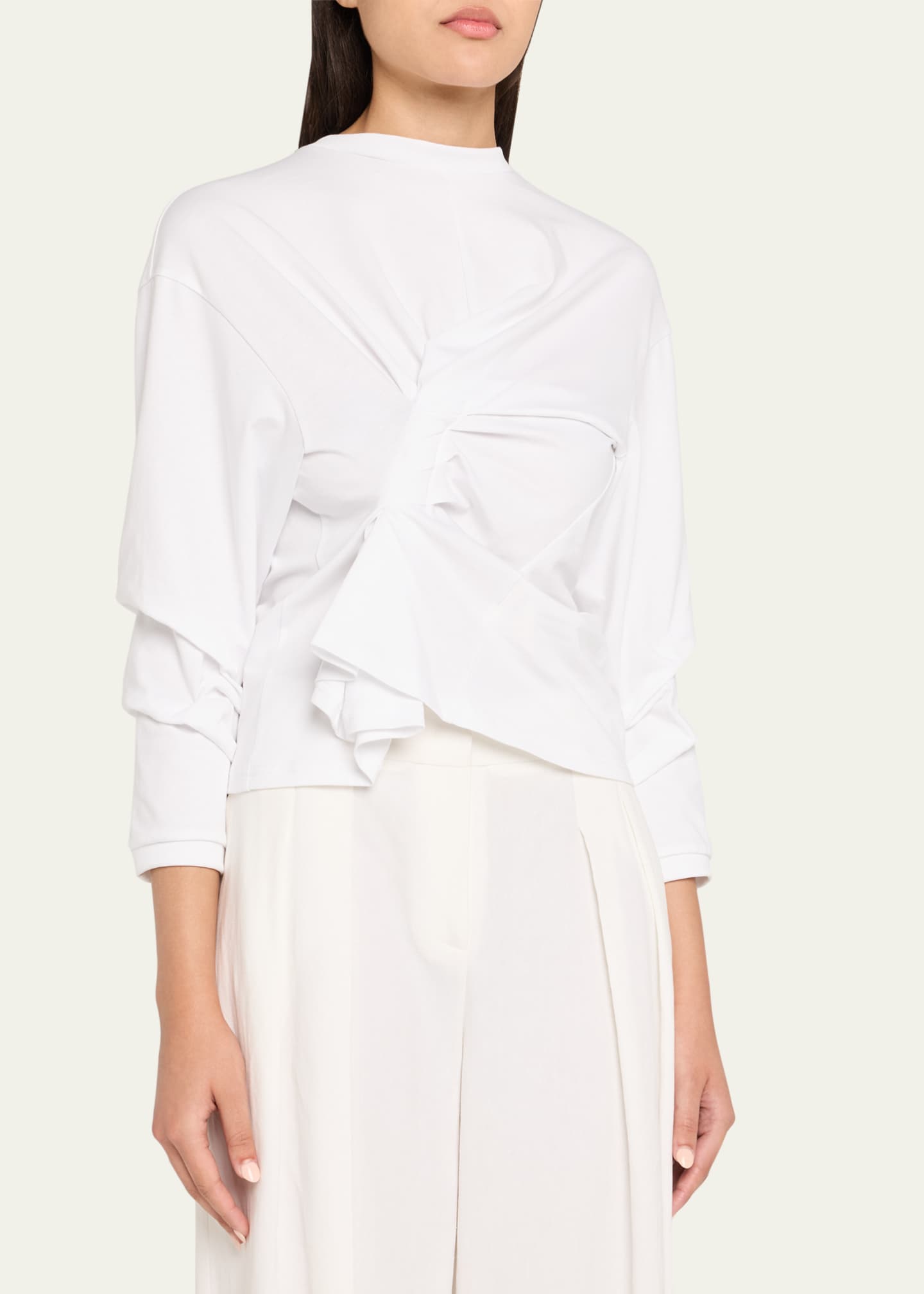 Long-Sleeve Knotted Jersey Top