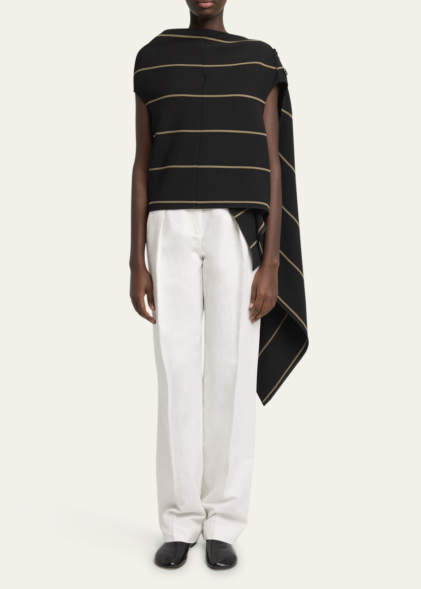 Proenza Schouler Sutton Striped Drape Bi-Stretch Viscose Top Image 2 of 5