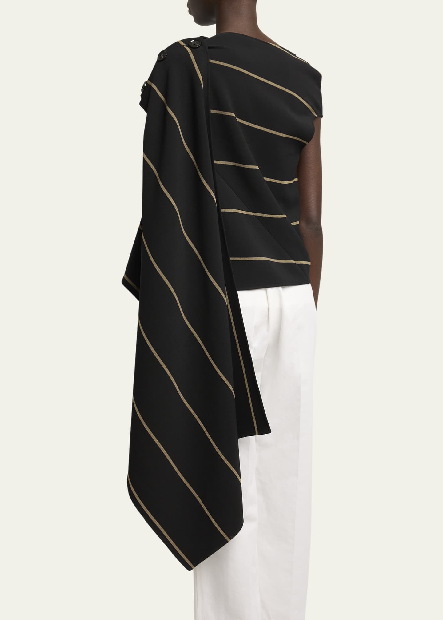 Proenza Schouler Sutton Striped Drape Bi-Stretch Viscose Top Image 3 of 5