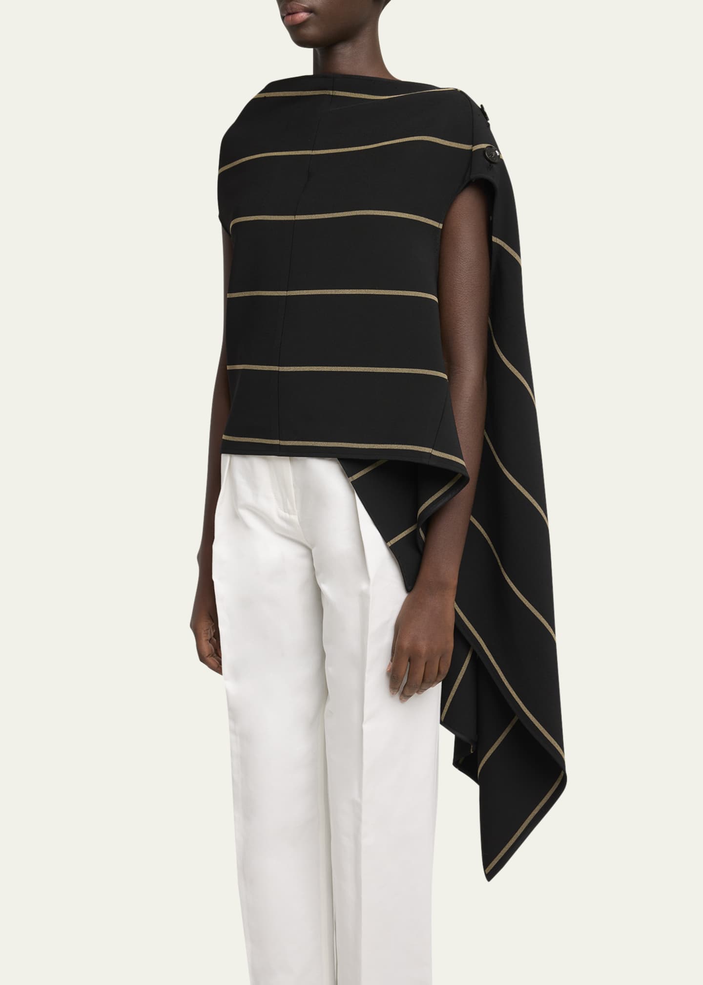 Proenza Schouler Sutton Striped Drape Bi-Stretch Viscose Top Image 4 of 5