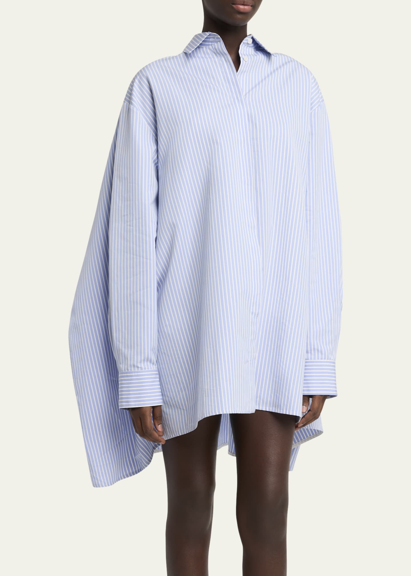 Proenza Schouler Isla Striped Cotton-Silk Poplin Cape Mini Shirtdress ...