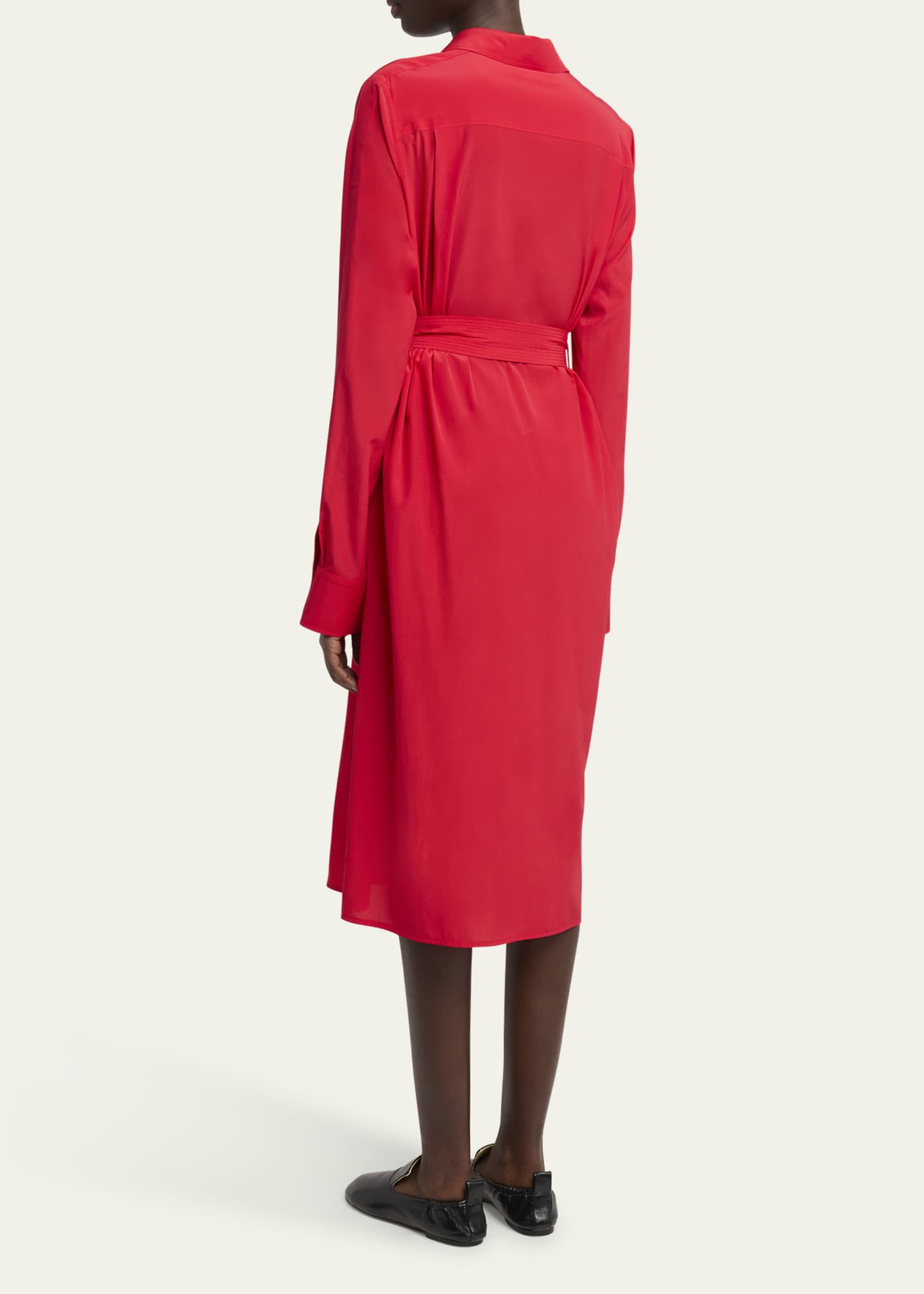 Mckenna Long-Sleeve Belted Silk-Viscose Shirtdress