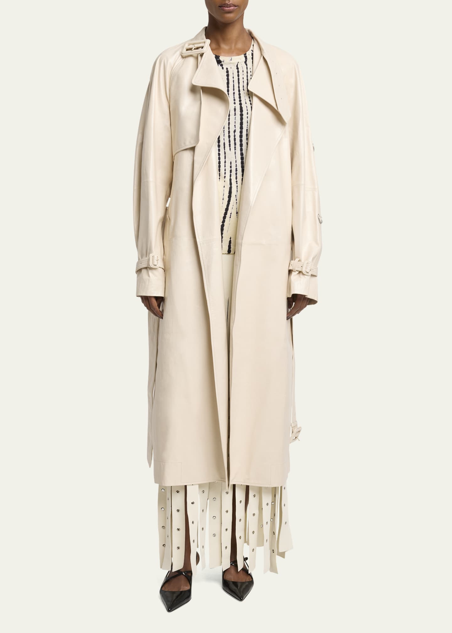 Proenza Schouler Sabina Lacquered Leather Wrap Trench Coat Image 2 of 5