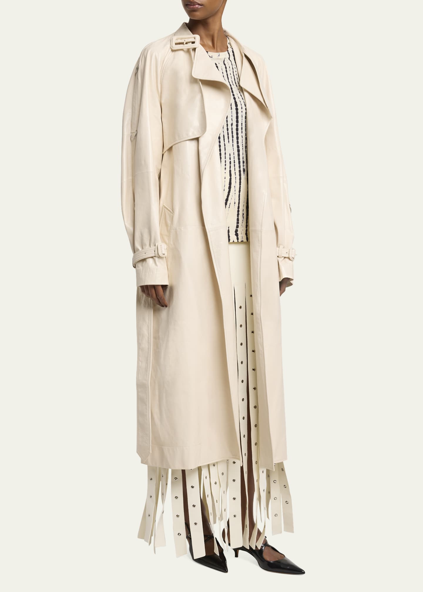 Proenza Schouler Sabina Lacquered Leather Wrap Trench Coat Image 4 of 5