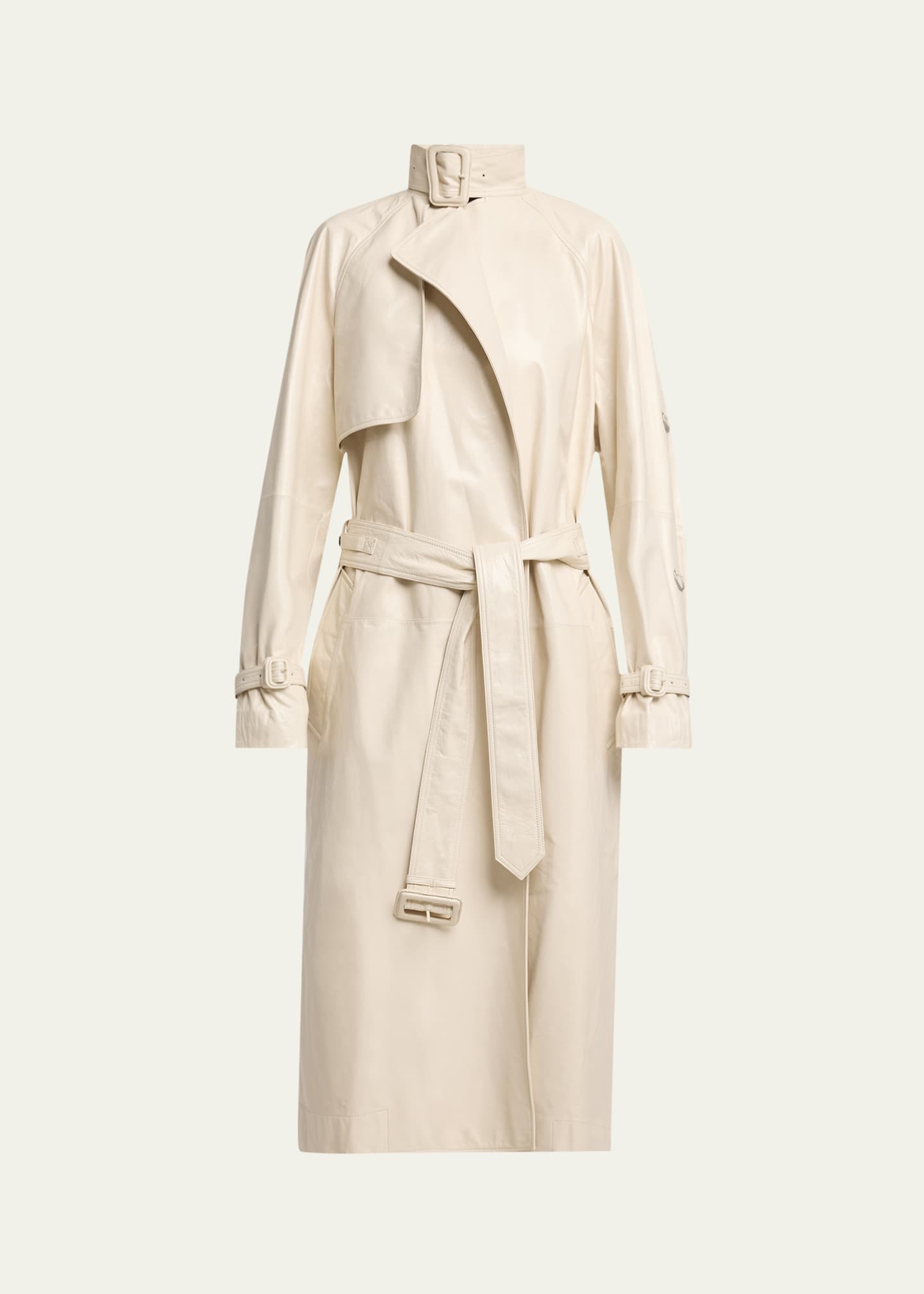 Proenza Schouler Sabina Lacquered Leather Wrap Trench Coat Image 1 of 5