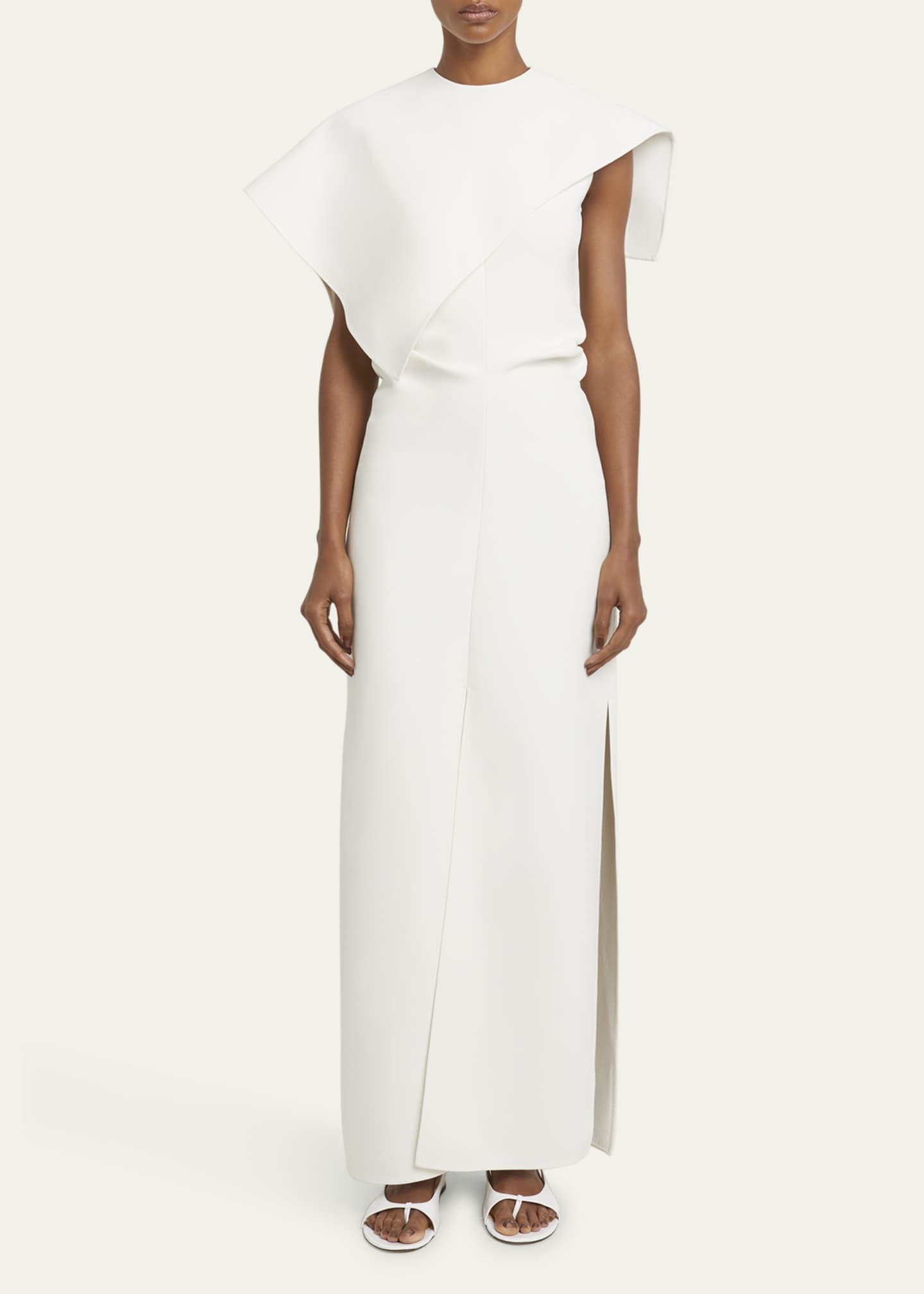 Proenza Schouler Selene Cape Bi-Stretch Suiting Maxi Dress Image 2 of 5