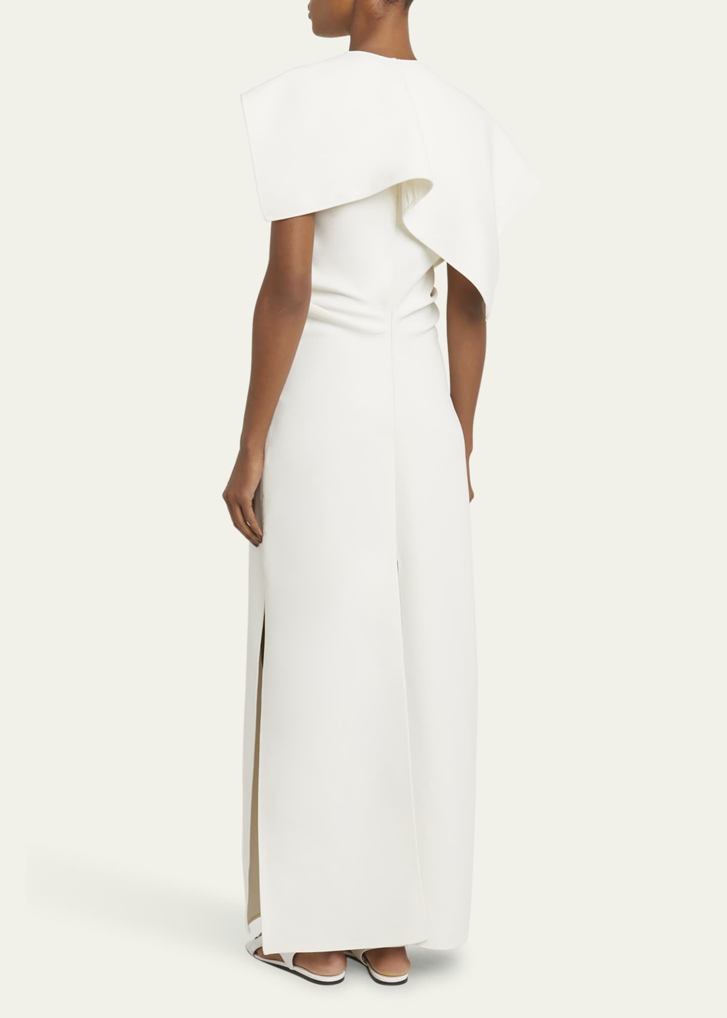 Proenza Schouler Selene Cape Bi-Stretch Suiting Maxi Dress Image 3 of 5