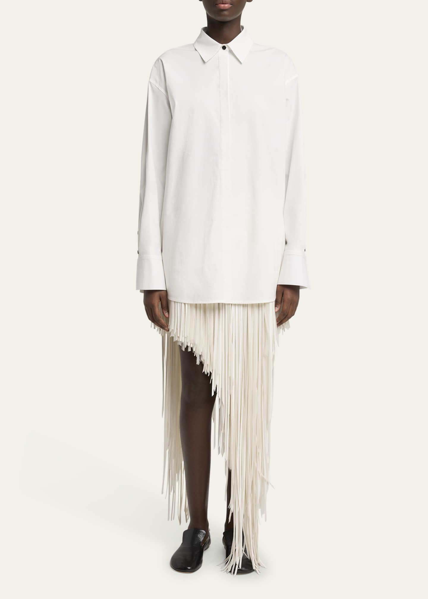 Proenza Schouler Phia Asymmetric Faux Leather Fringe Skirt Image 2 of 5