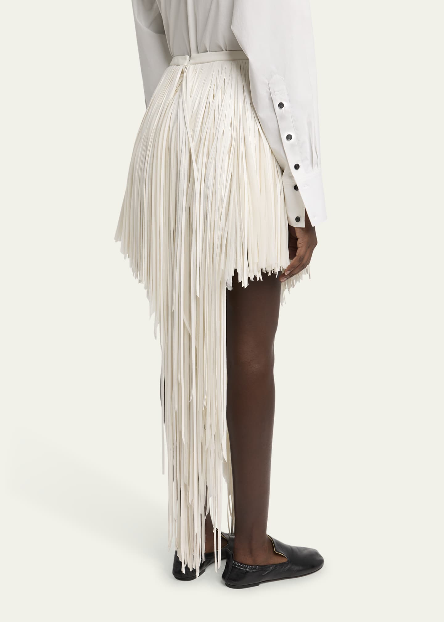 Proenza Schouler Phia Asymmetric Faux Leather Fringe Skirt Image 3 of 5