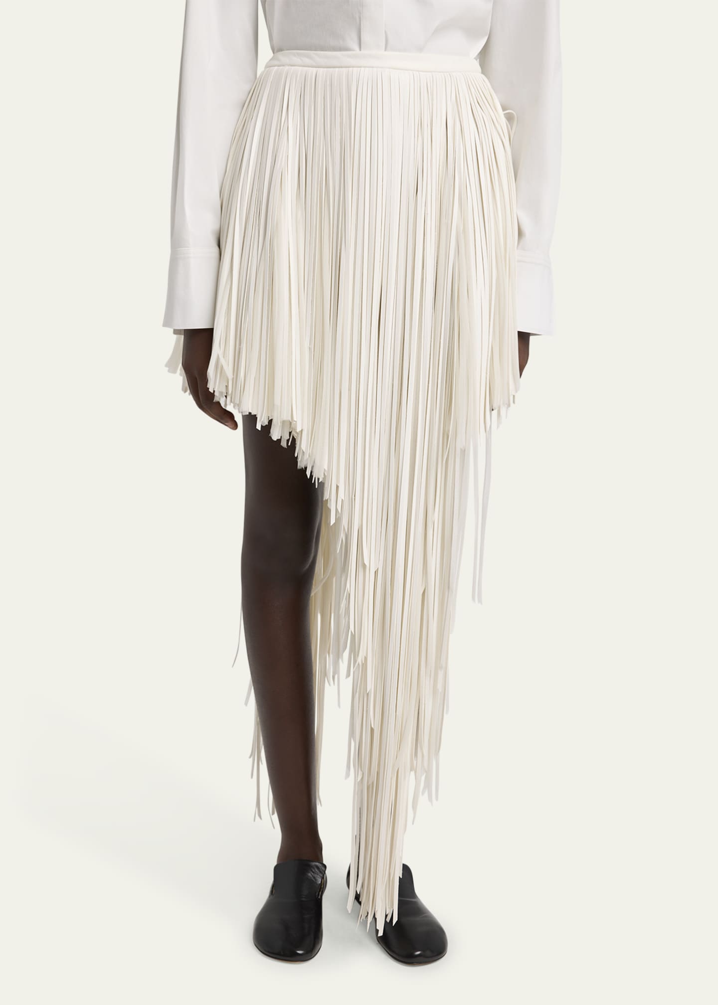 Proenza Schouler Phia Asymmetric Faux Leather Fringe Skirt Image 4 of 5