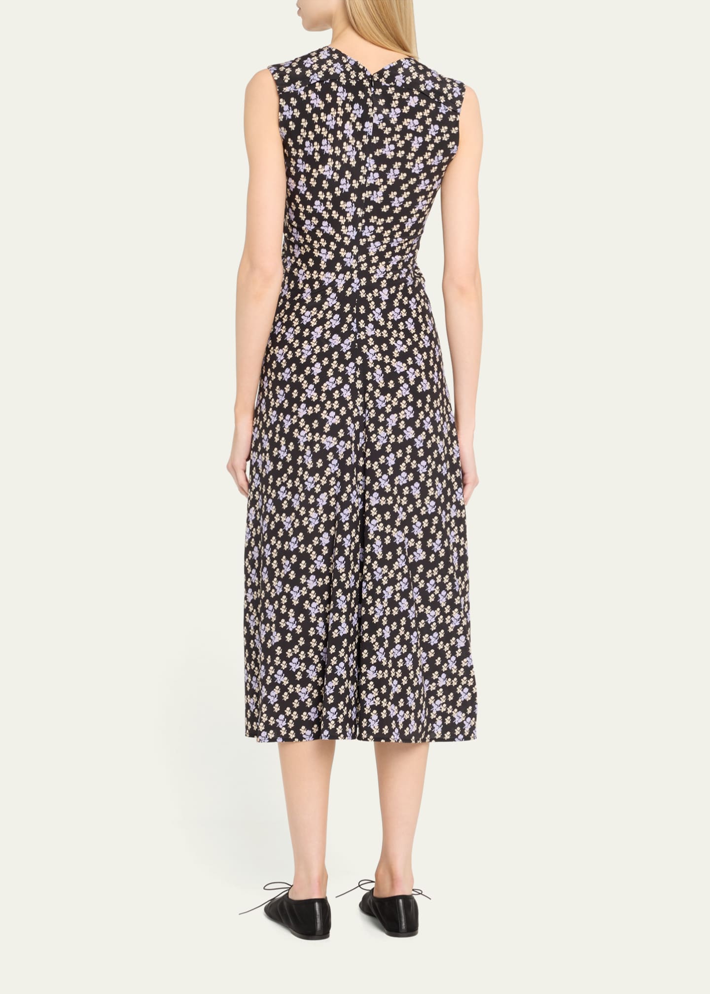 Ella Floral Ruched Satin Midi Dress - Thumbnail 3