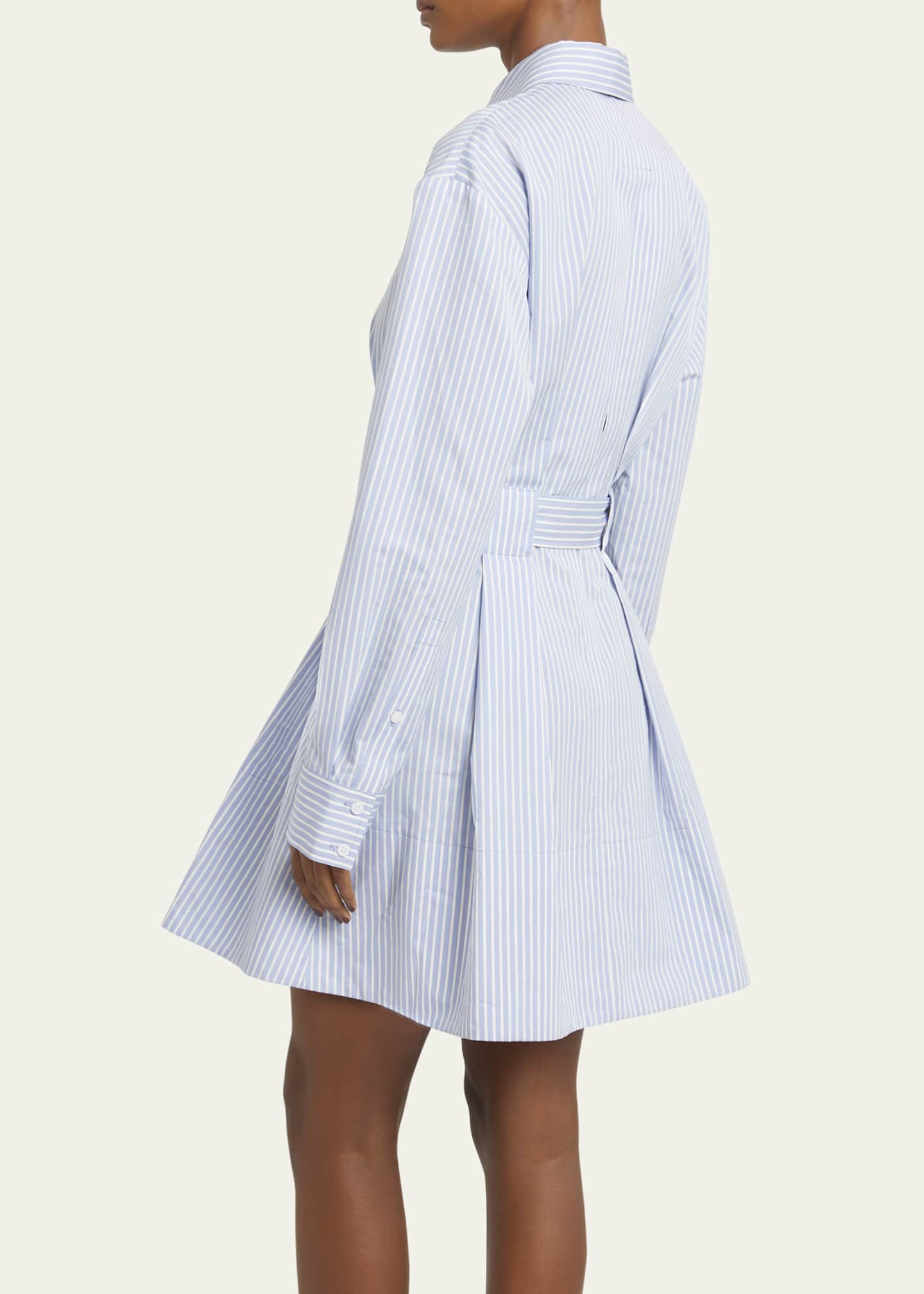 Violan Stripe Belted Poplin Mini Dress - Thumbnail 3