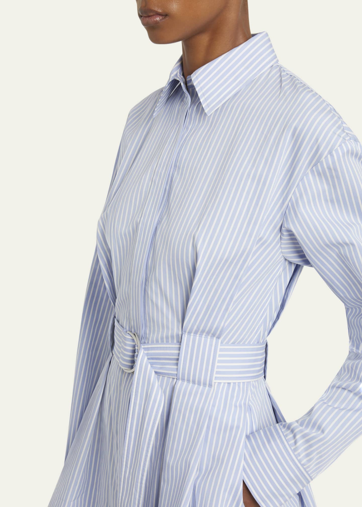Violan Stripe Belted Poplin Mini Dress - Thumbnail 5