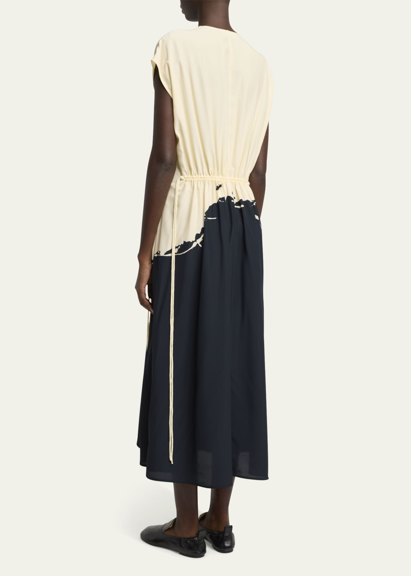 Proenza Schouler Ezra Printed Drawstring Midi Viscose Dress Image 3 of 5