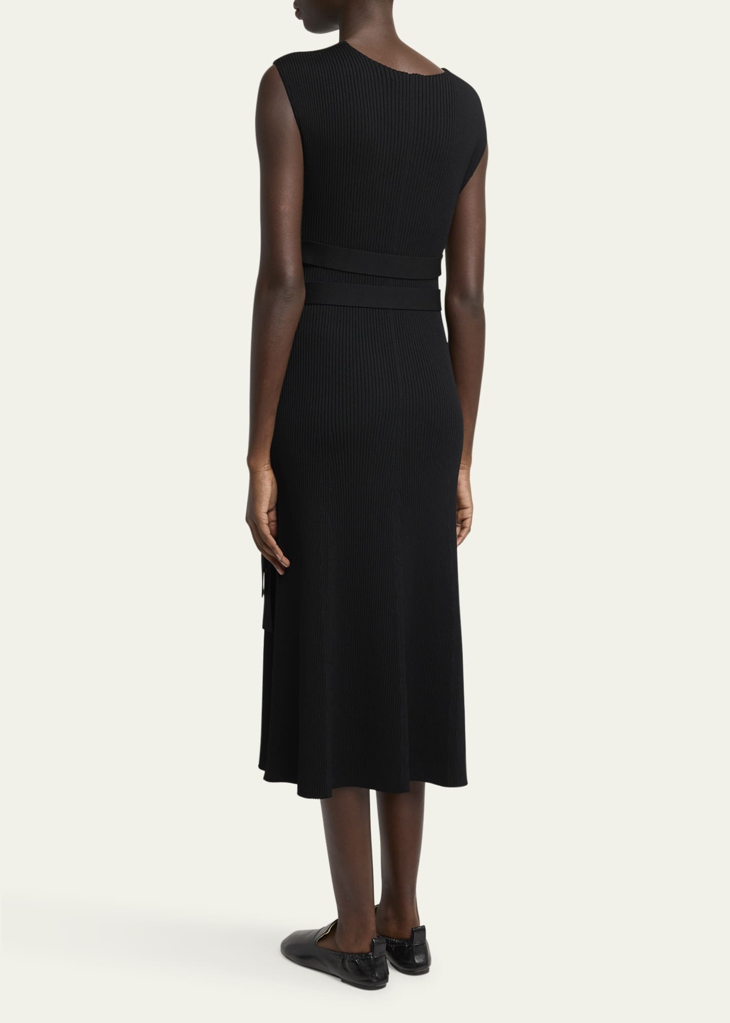 Proenza Schouler Madeline Rib-Knit Belted Midi Dress Image 3 of 5