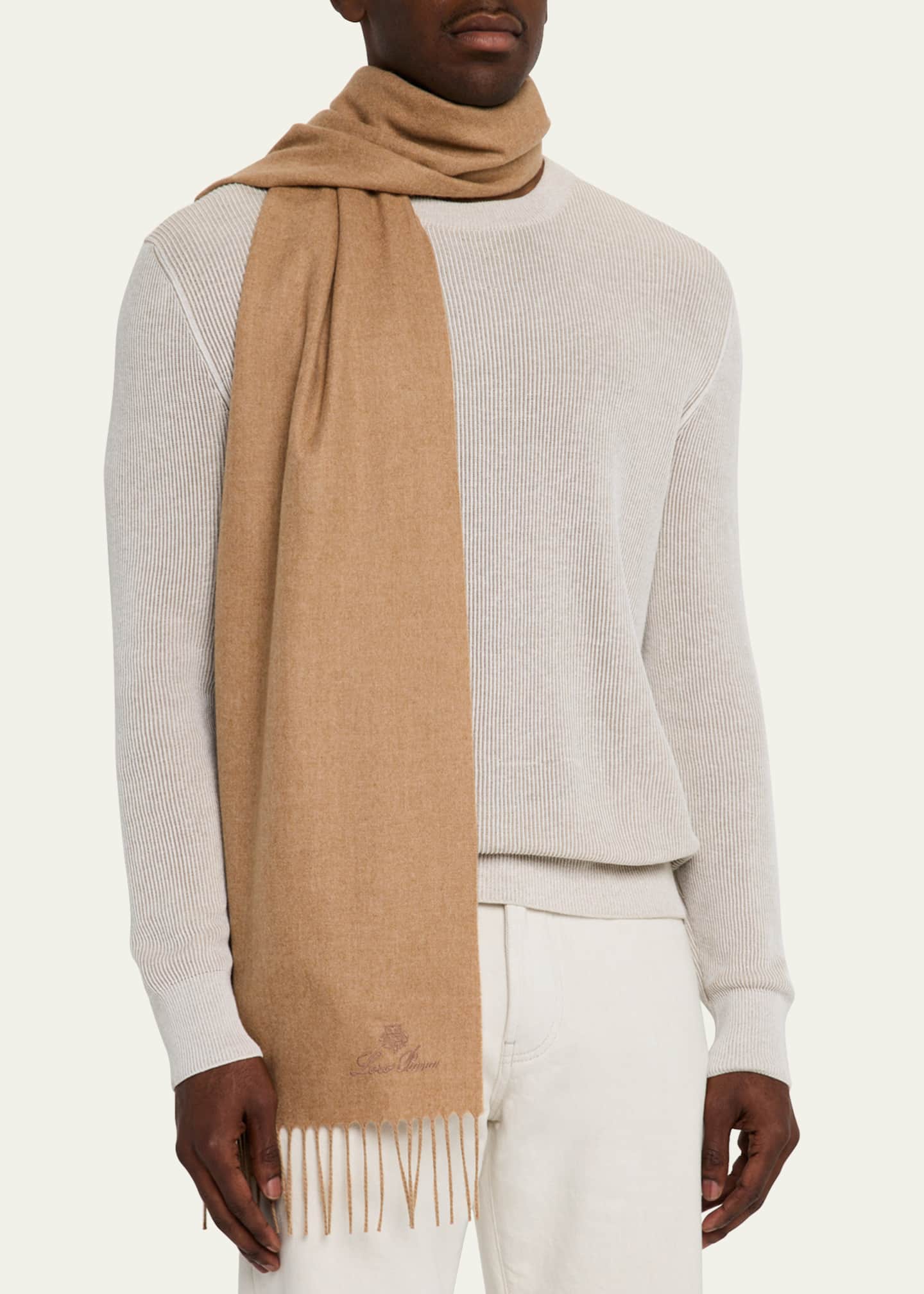 LP Grande Unita Scarf 180 CM In White Mix Beige Cashmere 403789