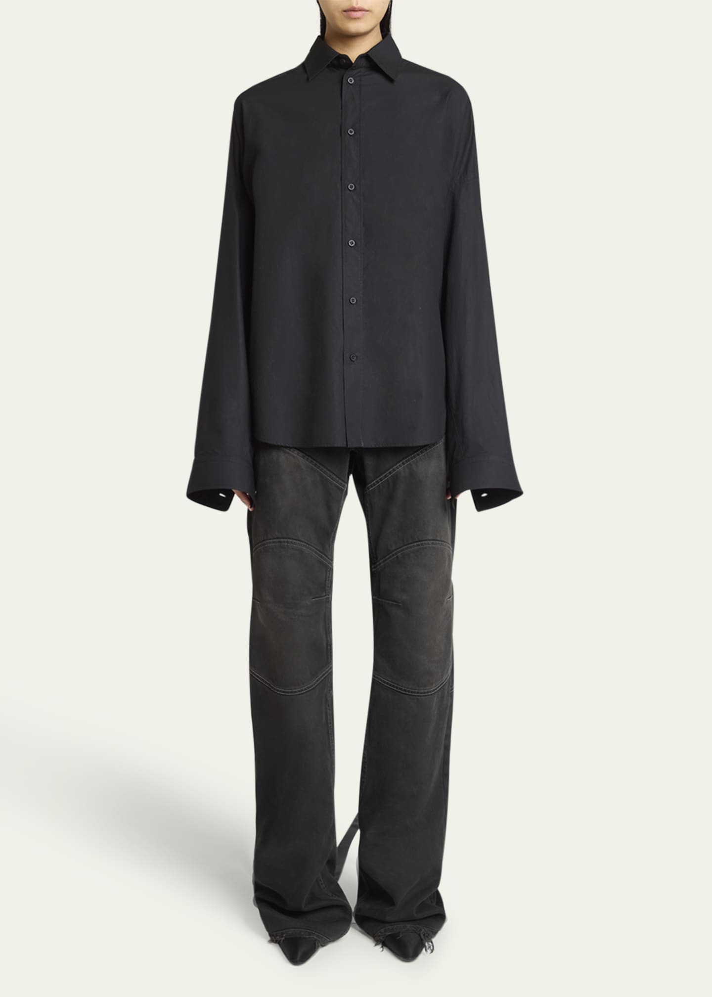 Balenciaga Lace-Up Button-Down Shirt Image 2 of 5