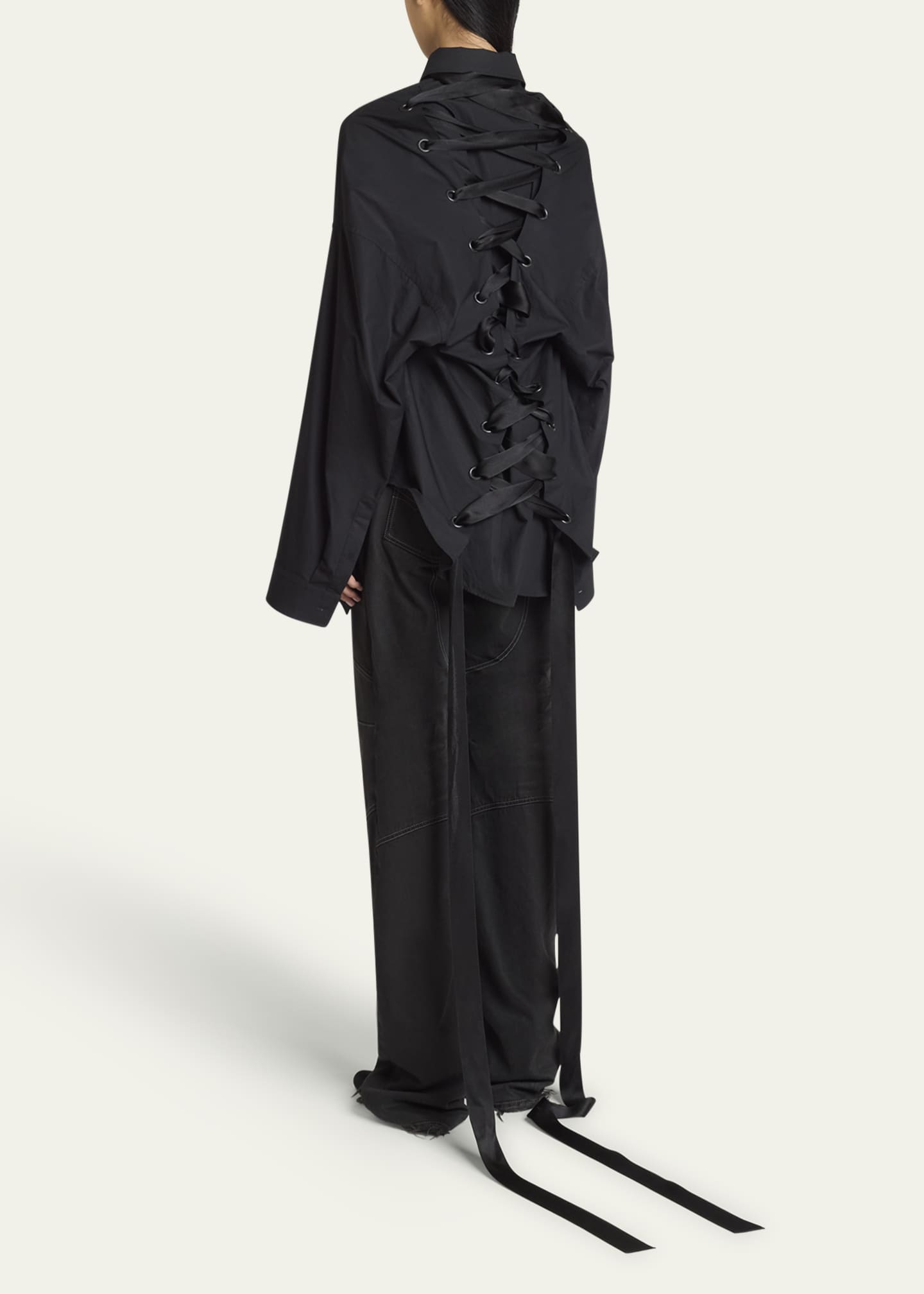 Balenciaga Lace-Up Button-Down Shirt Image 3 of 5