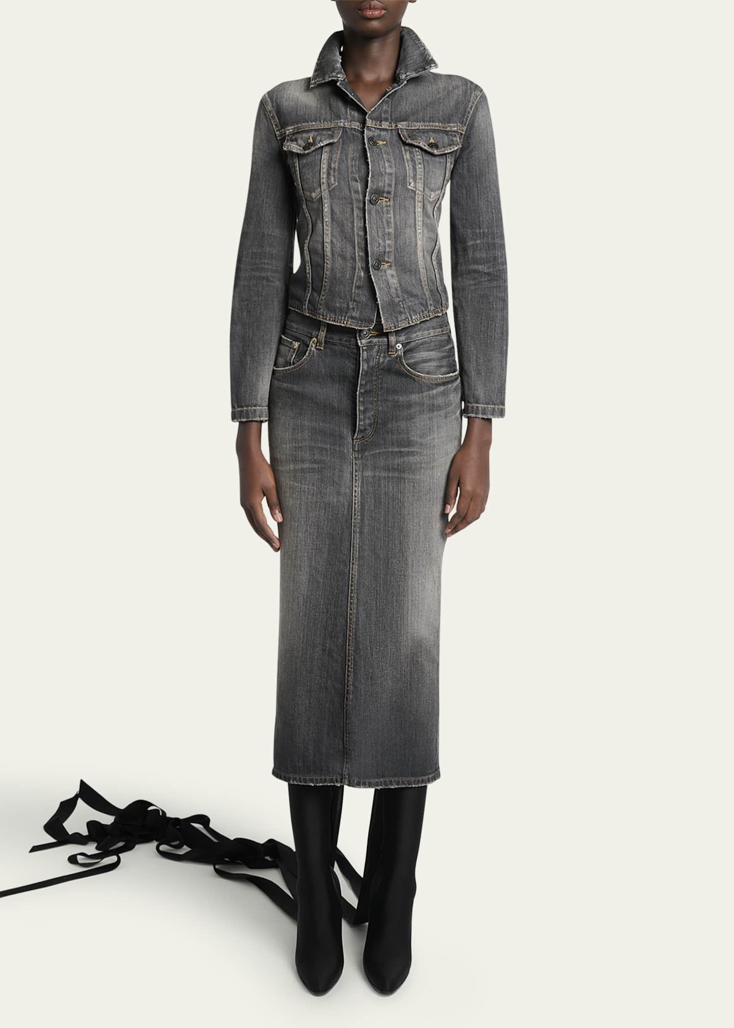 スカート BALENCIAGA LACE-UP DENIM SKIRT Balenciaga Lace-Up Denim Midi Skirt - Bergdorf Goodman