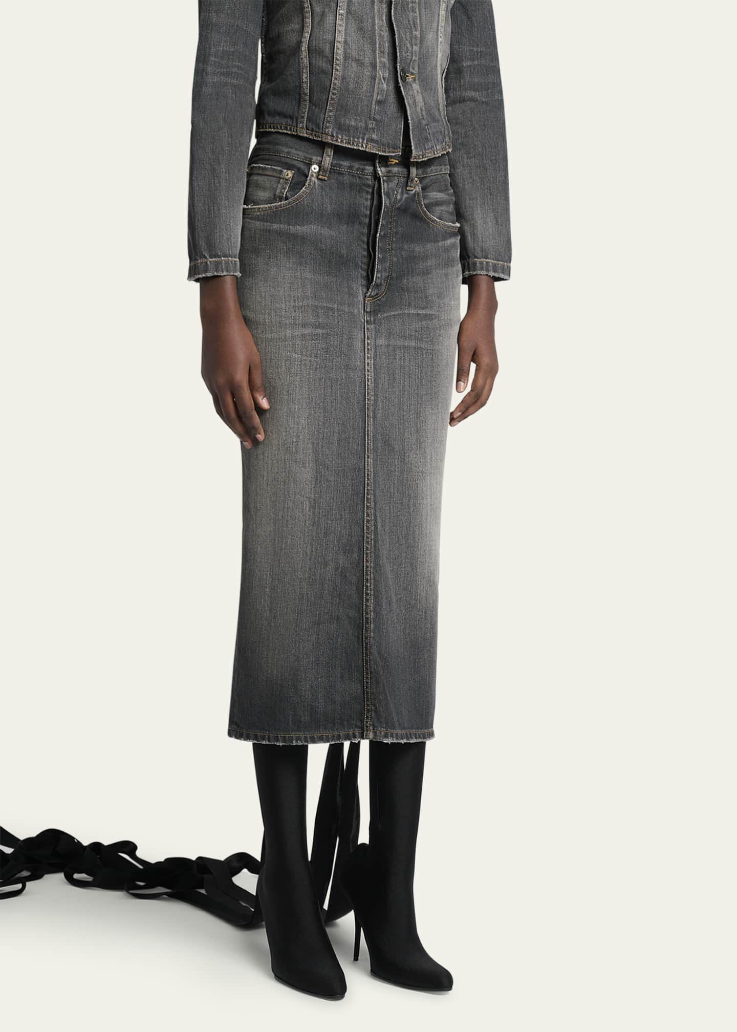 スカート BALENCIAGA SS25 'Lace Up' denim skirt (831713TSW67 1441) Women's Lace-up Skirt in Smoke Grey | Balenciaga GB