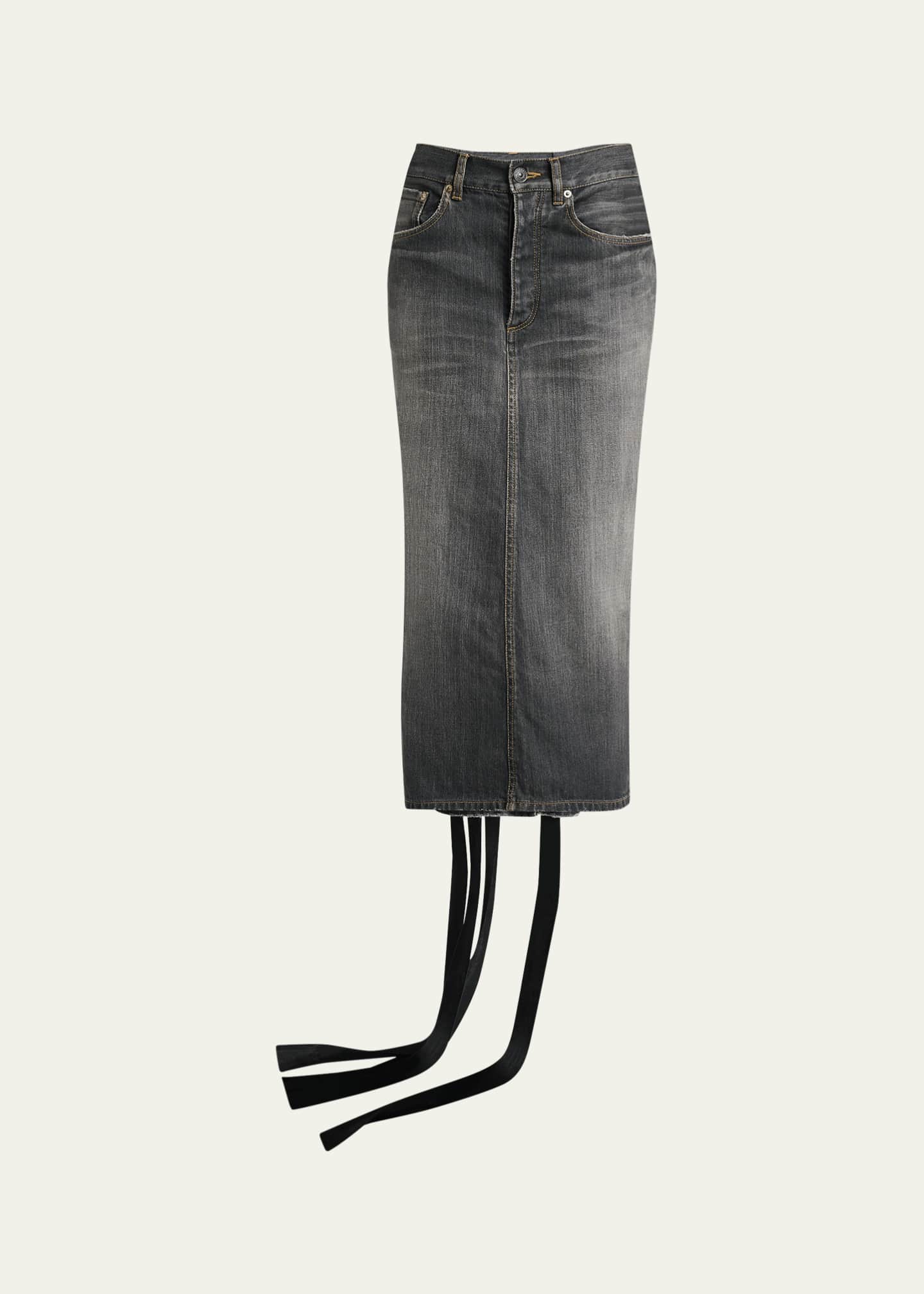 スカート BALENCIAGA SS25 'Lace Up' denim skirt (831713TSW67 1441) Balenciaga Lace-Up Denim Midi Skirt - Bergdorf Goodman