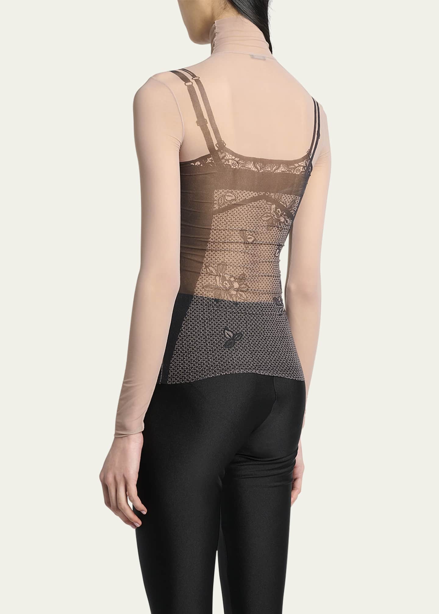 Balenciaga Lingerie Trompe L'oeil Mesh Turtleneck Top - Bergdorf