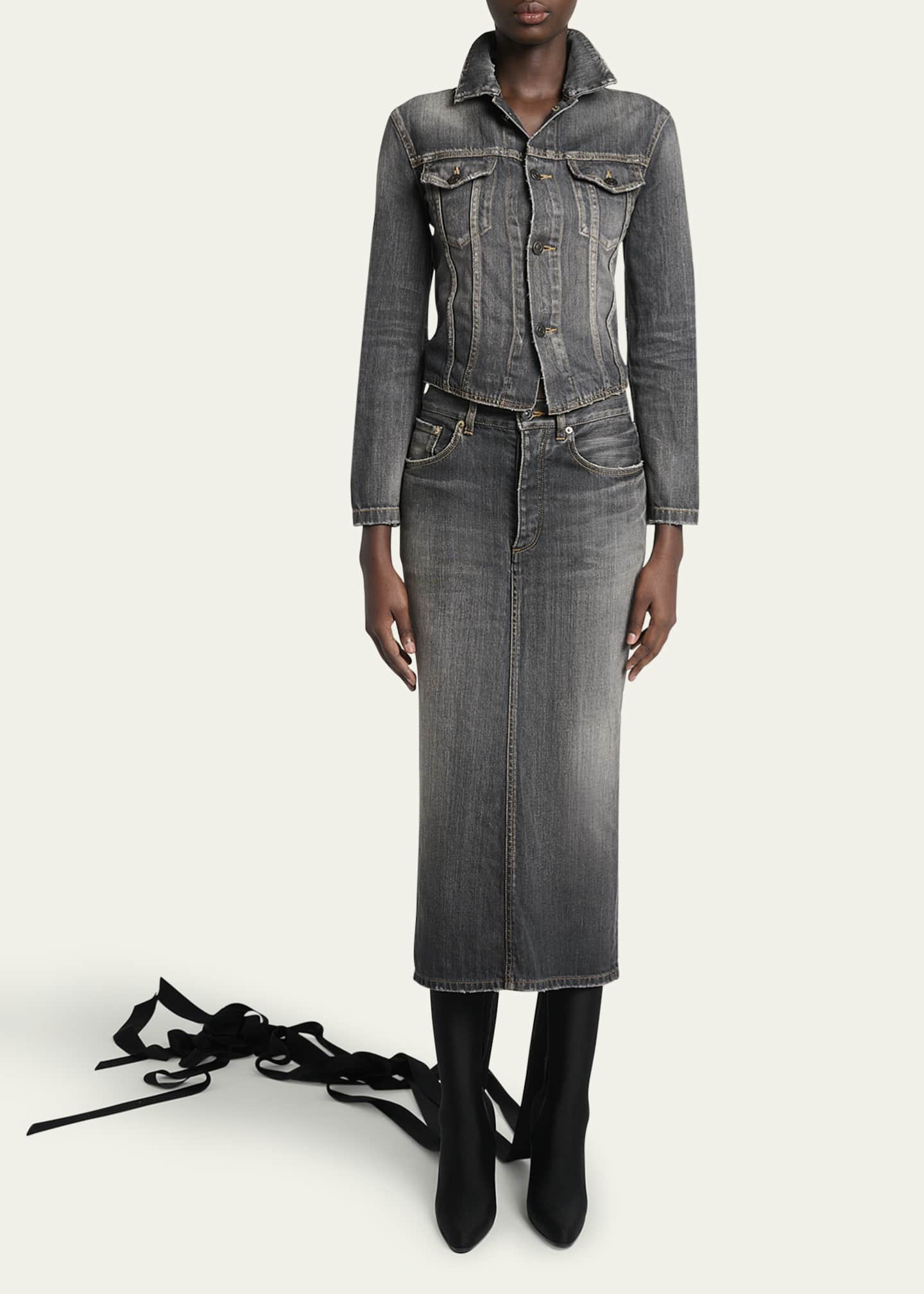 Balenciaga Lace-Up Denim Jacket Image 2 of 5