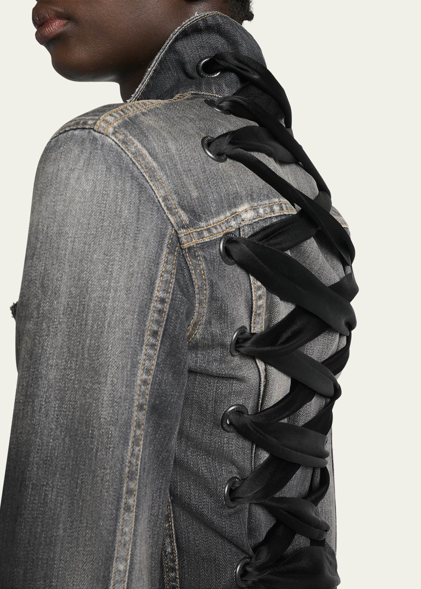 Balenciaga Lace-Up Denim Jacket Image 5 of 5