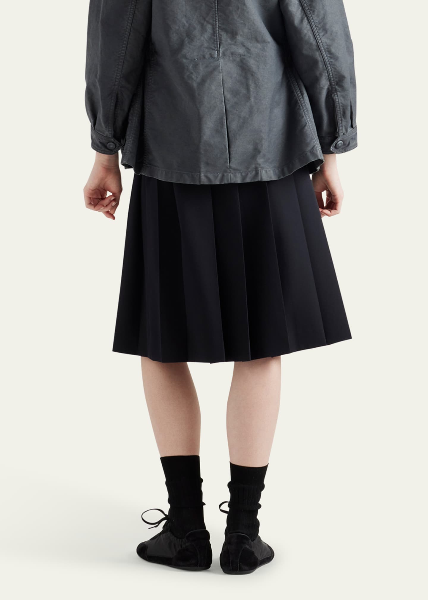 Prada Pleated Wool Belted Skirt Image 3 of 4