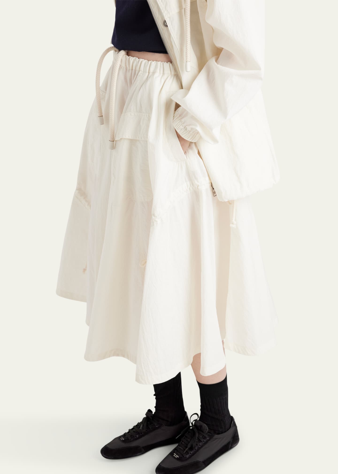 Prada Full Cargo Drawstring Midi Skirt Image 4 of 5