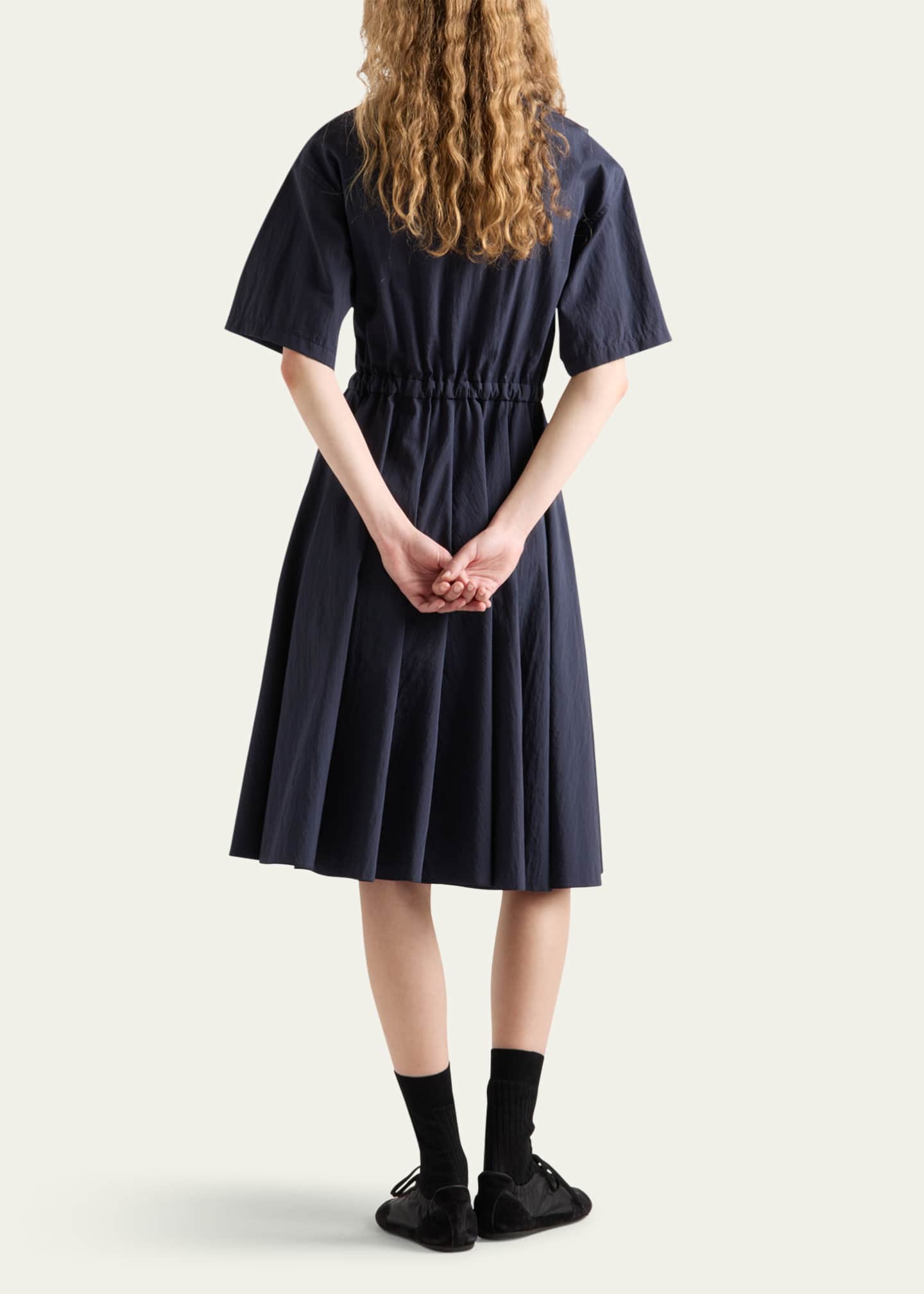 Prada Drawstring Pleated Midi Dress Image 3 of 3