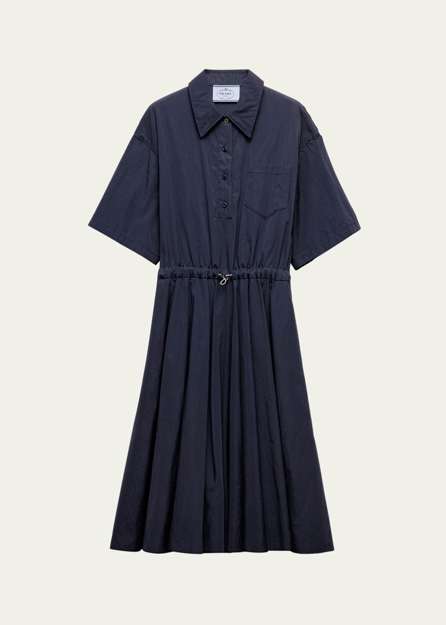 Prada Drawstring Pleated Midi Dress Image 1 of 3