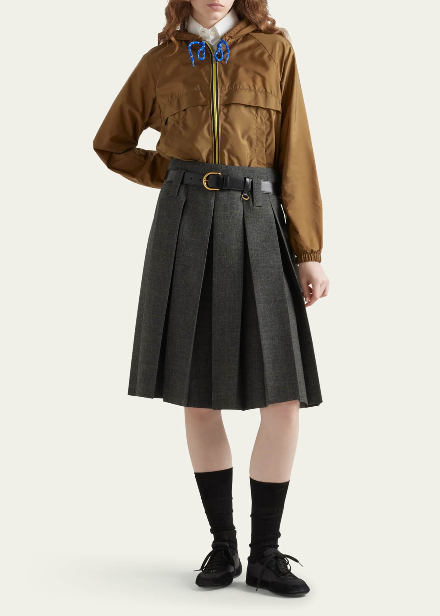Prada Hooded Drawstring Zip-Up Jacket Image 2 of 4