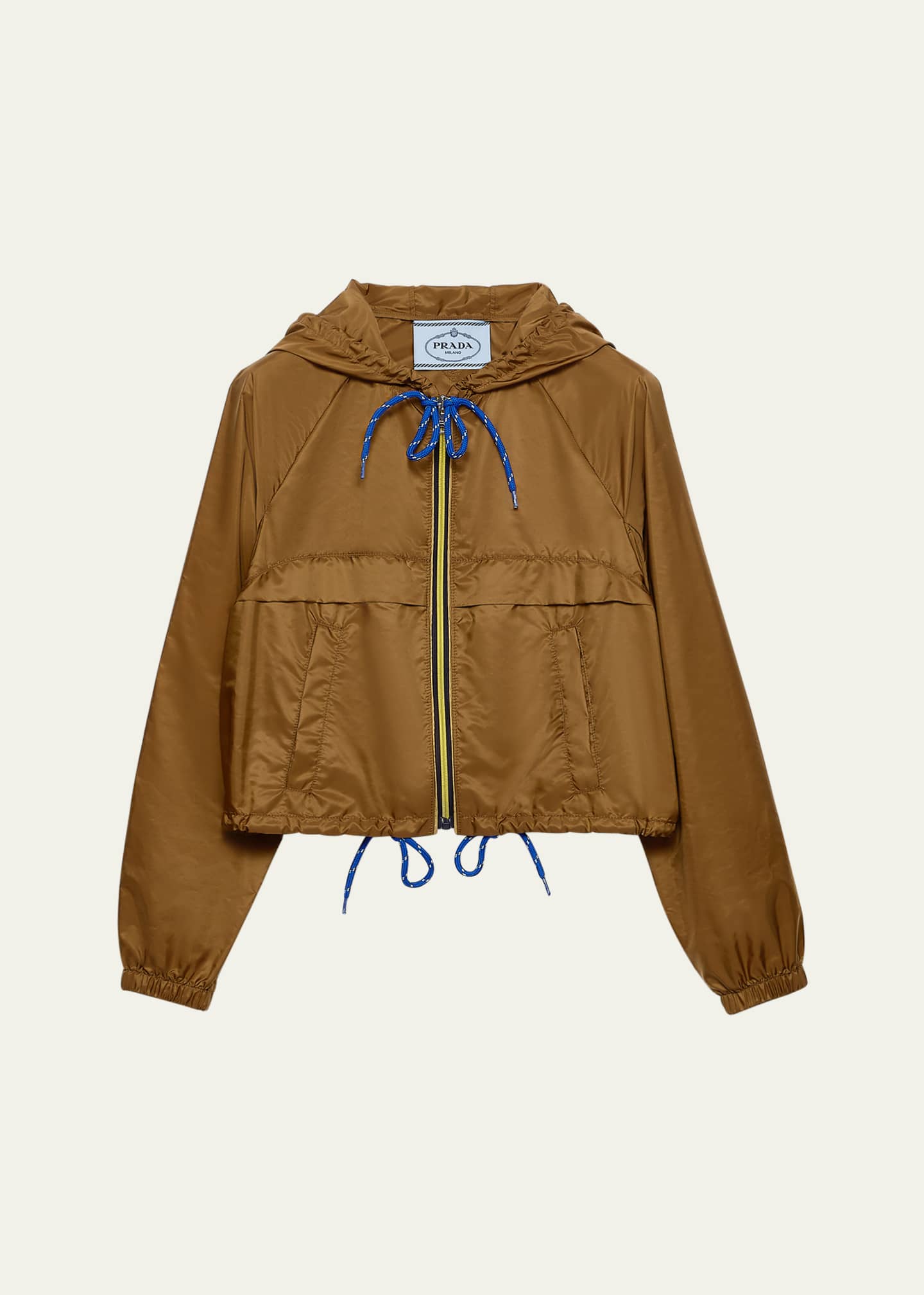 Prada Hooded Drawstring Zip-Up Jacket Image 1 of 4
